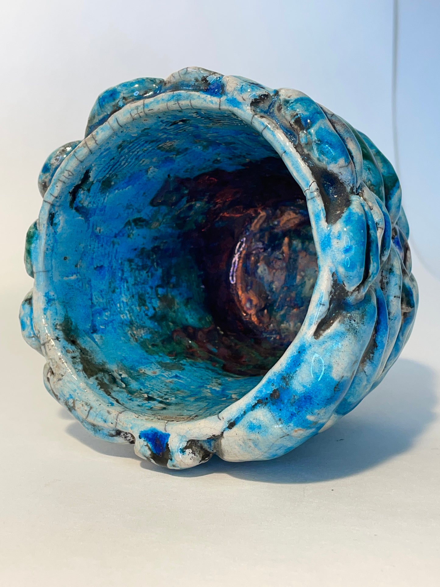 Kruka Raku med förgyllning